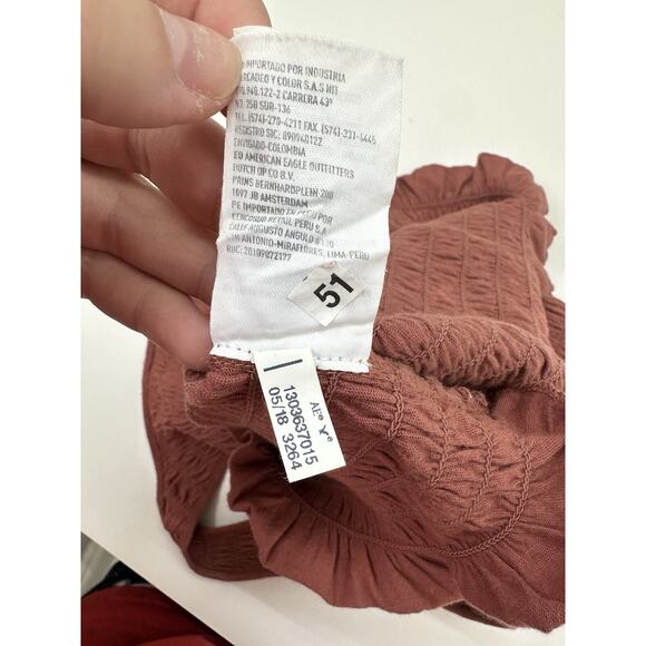 American Eagle Womens Tank Top Size Unknown Orange Racerback Smocked Top - Picture 7 of 13